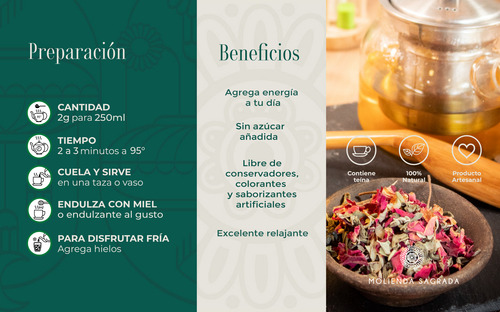 Té Verde Rosa Menta 200gr Molienda Sagrada