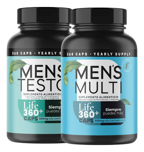 Set 2  Suplementos Hombre Mens Multi Testo Fenogreco, Ginsneng, Zinc, 360 Capsulas C/u