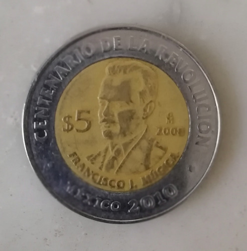Moneda 5 Pesos Aniversario De La Revolución Francisco J. M. 