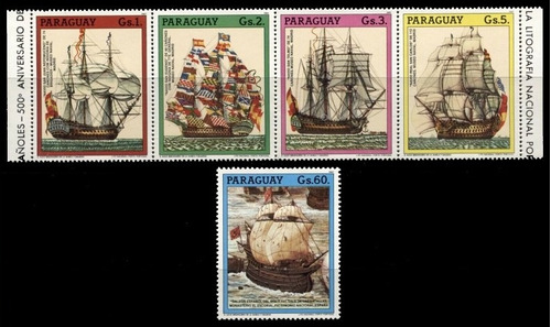 Pinturas De Barcos - Paraguay 1987 - Serie Mint - Yv 2326-30