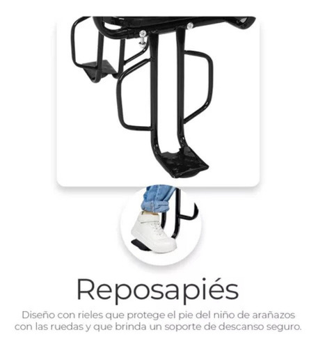 Asiento Trasero De Bicicleta Con Reposapiés De Metal Negro