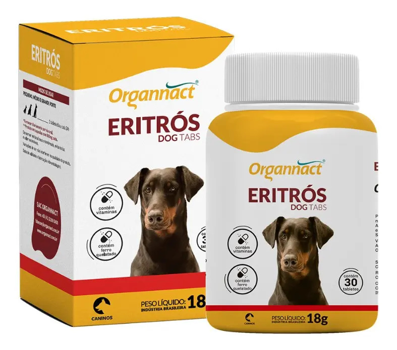 Eritros Suplemento Vitamínico Para Cães 30 Comprimidos Organnact