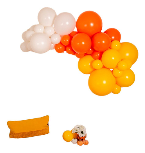 Semiarco De Globos Blanco Naranja Mostaza Oficina