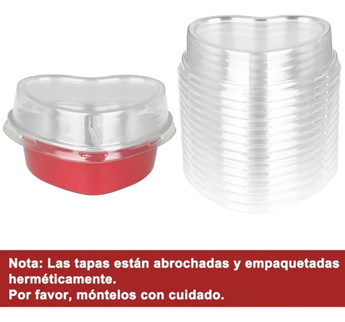 100PCS 3.5oz/100ml Mini Moldes de Torta de Corazón con Tapa Moldes de Torta de Corazón de Papel de Aluminio Banna MON-KP xin-rojo