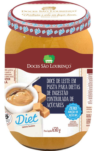 Imagem 3 de 3 de 12x Doce De Leite Diet São Lourenço 650g