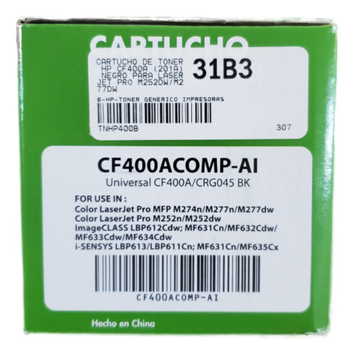 Toner Compatible Con Hp Lj Pro M 252 247 277 Cf400a 201a