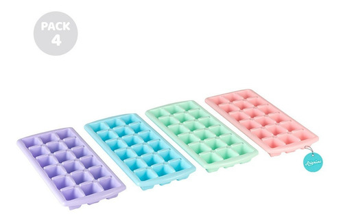 Imagen 1 de 6 de Set 4 Cubetera Hielera Plástico Colores Pastel Hielo Freezer