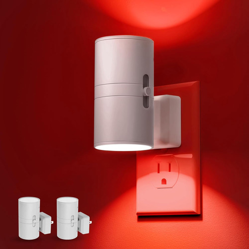 Luz Nocturna Roja Con Sensor De Luz Y Led Regulable