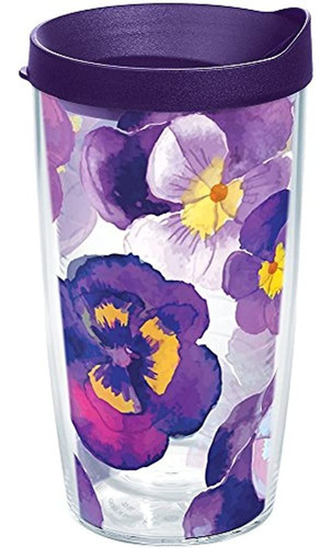 Tervis 1243665 Vaso De Pansy Acuarela Con Abrigo Y Tapa Roya