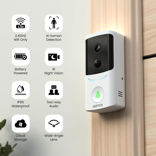 Cámara De Timbre De Video Inalámbrica 2k Para Exteriores Con