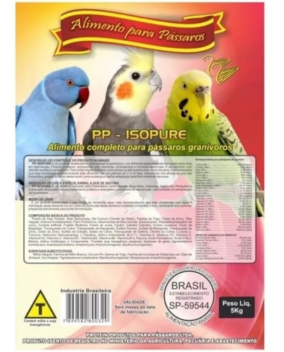 Farinhada Reprodução Protein Pássaros Pp Isopure 5 Kilos