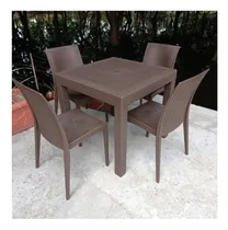 Comprar Mesa +sillas Plásticas Comedor Tejido Rattan Duraplas Marrón