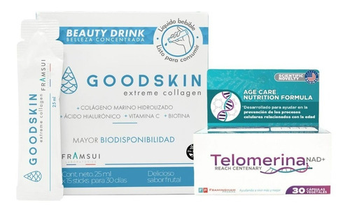 Longevidad + Belleza, Goodskin Colágeno + Telomerina Nad+