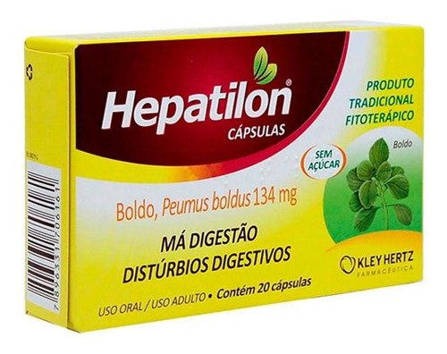 Hepatilon - Má Digestão Disturbios Digestivos 20 Cápsulas