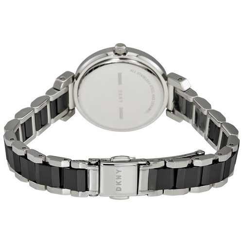 Imagen 2 de 2 de Reloj Dkny Ellington Ny2590 Plateado Cerámica Negra De Dama*