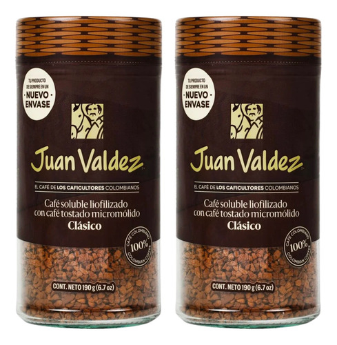 2 Pack Cafe Soluble Liofilizado Juan Valdez 190 Grs