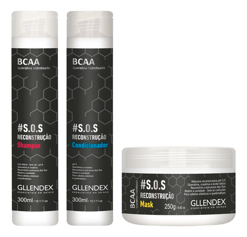 Gllendex Bcaa Reconstruccion Shampoo + Enjuague + Mascara 6c