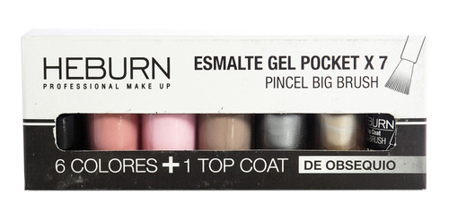 Heburn Set X7 Esmalte Gel Pocket 02 Color Uñas Manicuría