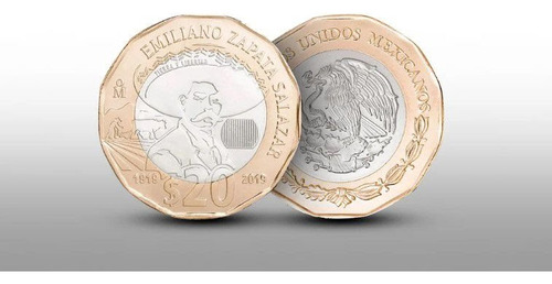 Moneda De 20 Pesos Conmemorativa Emiliano Zapata 1919 - 2019 (Usado)
