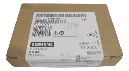 Siemens 6es7 138-4ca01-0aa0 Power Module Pm-e Dc24v St Nuevo