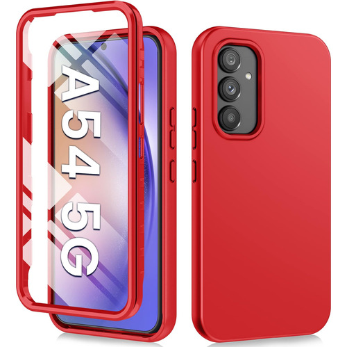 Funda Fntcase Shockproof Silicona Para Galaxy A54 Rojo