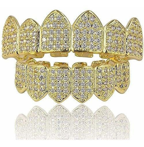 Grills Para Dientes - 18k Gold Plated Macro Pave Cz Iced-out