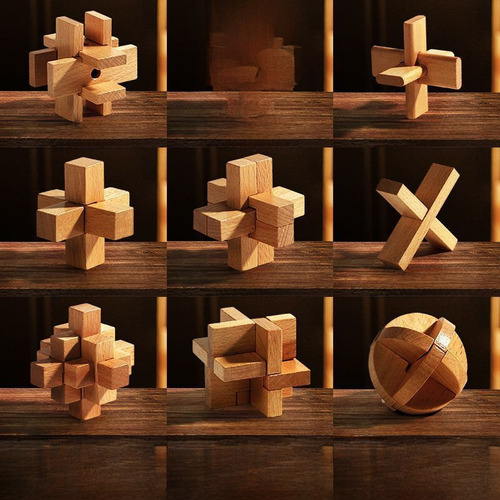Juego De 9 Rompecabezas De Madera De Haya Tipo Luban