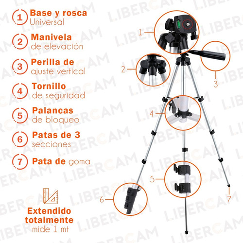 Trípode Celular Camara Plegable Aluminio Telescopico 3110