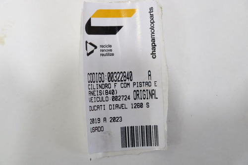 Cilindro F Com Pistão E Anéis Ducati Diavel 1260 S 19-23(8 (Usado)