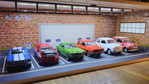 Diorama Estacionamiento Para Autos Escala 1/64 Con Luz Led