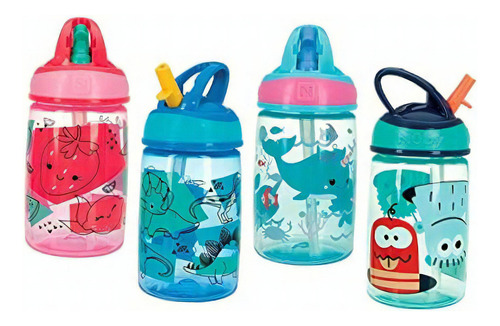 Nuby Flip-it Kids On-the-go Botella De Agua Impresa Con