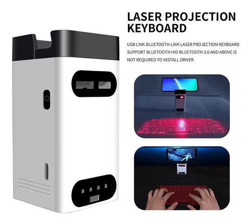 Imagen 1 de 8 de Teclado Laser Projection Keyboard Con Power Bank 
