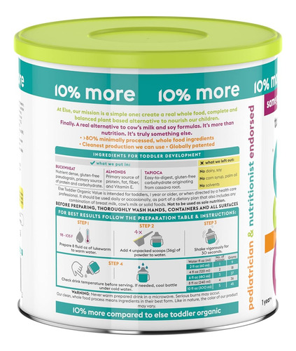 Else Organic Value Fórmula Para Niños Pequeños De 12 A 36 M,