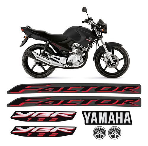 Adesivos Yamaha Ybr 125 Factor 2009 Moto Preta + Emblemas