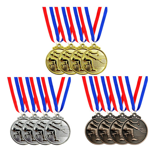 12 Pzs Medallas Deportivas Medallas De Oro/plata/bronce