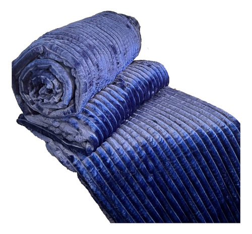Cobertor Manta Flannel Antialérgico King Queen 2,20 X 2,40 Cor Azul-marinho