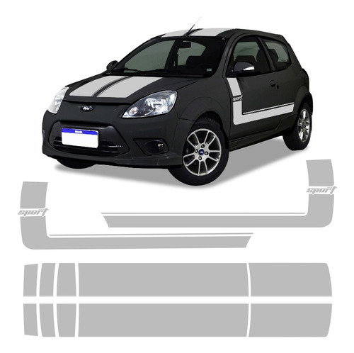 Kit Faixas/adesivos Ford Ka Sport 2012 Preto, Prata Completo