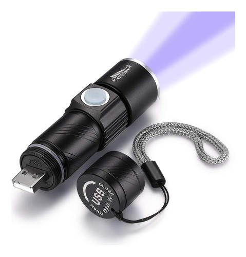 Linterna Uv 365nm Recargable Por Usb Luz Ultravioleta L...