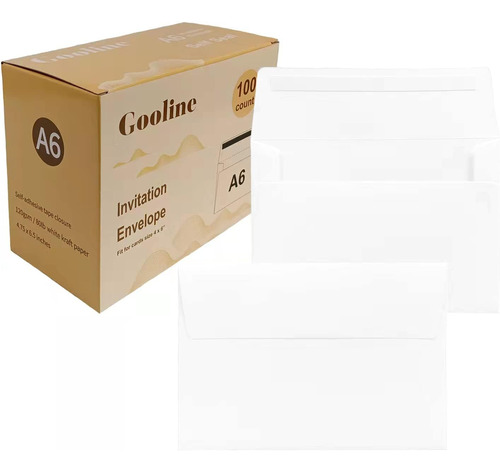 Gooline Sobres De Invitación A6 Blancos, Paquete De 100 Sobr