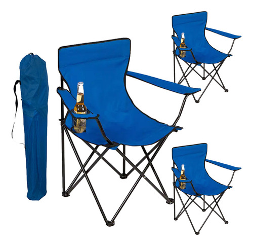 CJR 3 Sillas Plegables De Playa Campamento Y Exteriores Azul