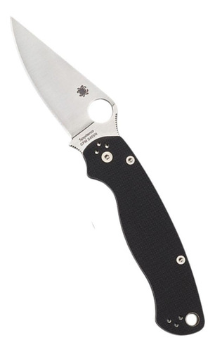 Spyderco Paramilitary2 G-10 Plain Edge Cuchillo, Negro/plate