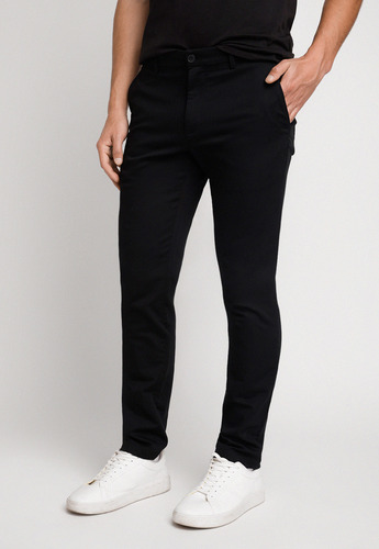 Pantalón Casual Liso Chino Negro Perry Ellis