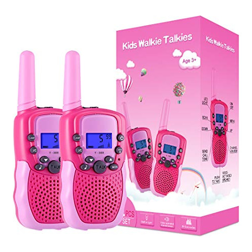 Walkie Talkies Para Niños 22 Canales Radio Rosa Claro Fuert