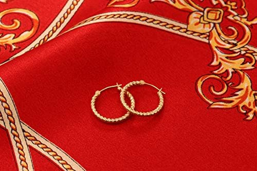 Aretes De Aro Redondos Texturizados En Espiral De Oro Amaril