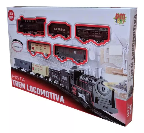 Trem Elétrico Ferrorama Locomotiva Infantil Trenzinho de Brinquedo A pilha  com Vagão Locomotiva Infantil com Pista Trilho