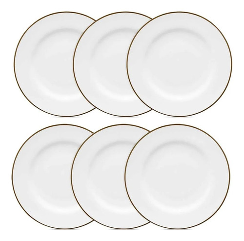 Juego de 6 platos planos de porcelana Oxford con forma de flamenco, 28 cm, hilo dorado