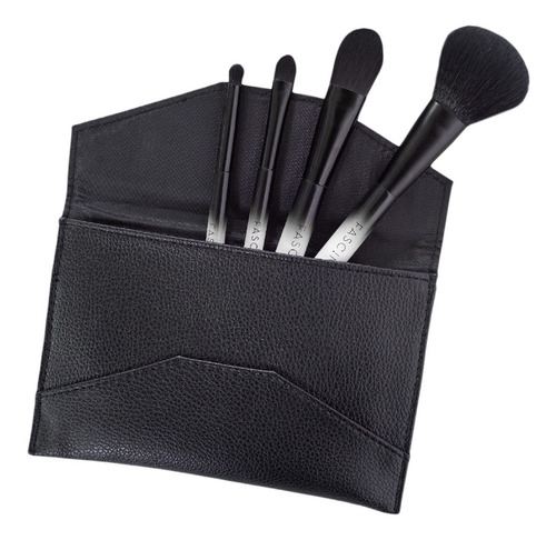 Imagen 1 de 10 de Set 4 Brochas Y Pinceles Make Up Crueltyfree+clutch Fascino