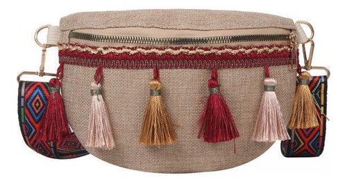 2 Riñonera Bohemia Con Borlas Bolso Bandolera Étnico Para