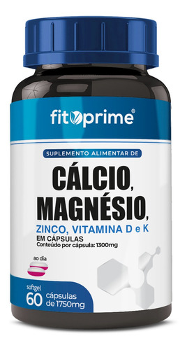 Imagem 1 de 4 de Cálcio Magnésio Zinco Vitaminas D3 K2 Com 60cps Fitoprime