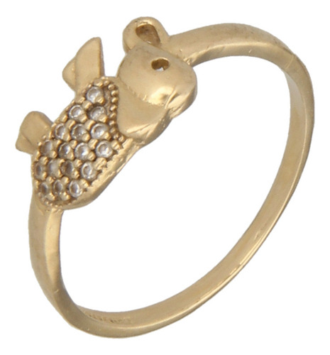 Anillo De 10k Oro Amarillo, Motivo Elefante 1.3 Gramos